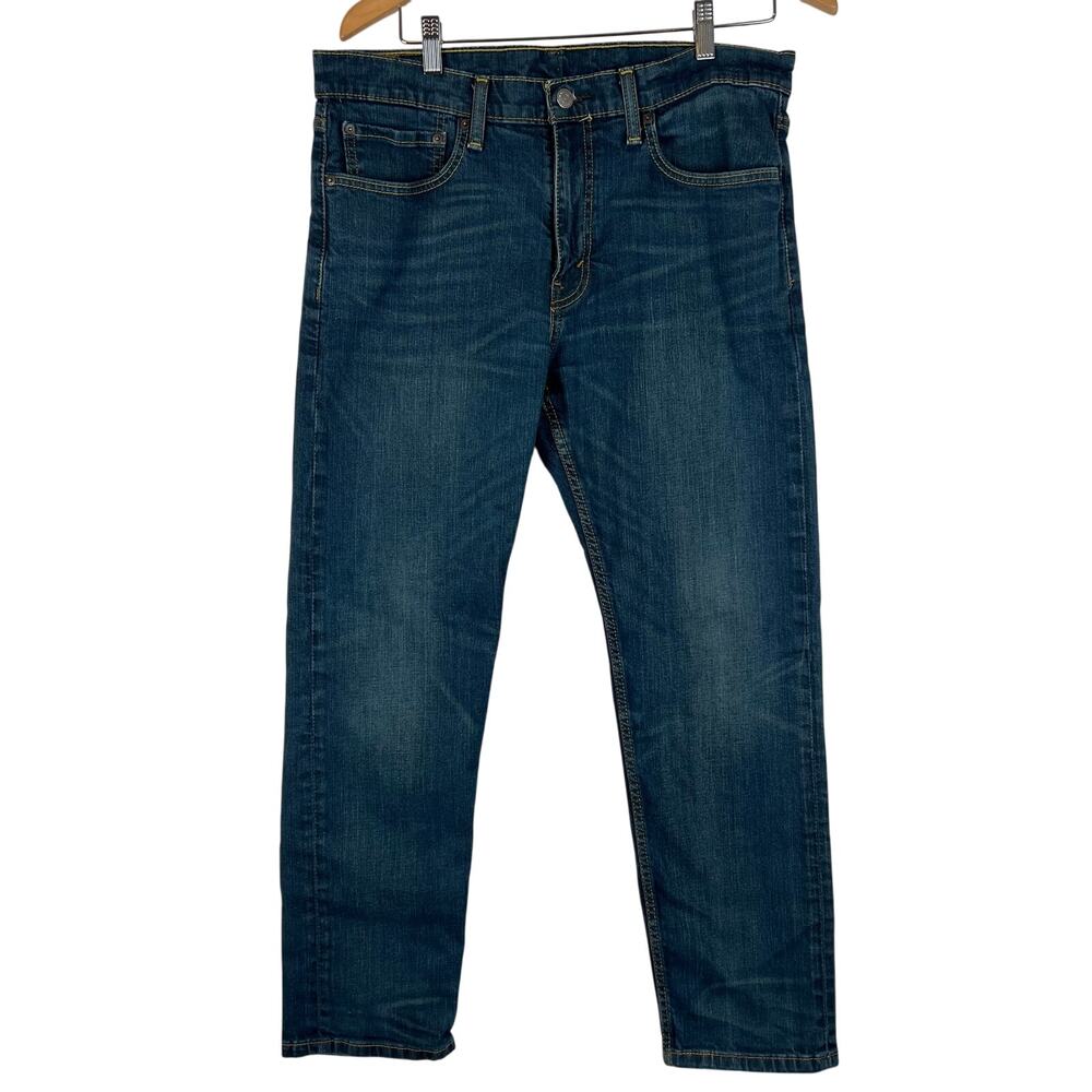 Levis 502 Jeans Mens 34x30 Blue Regular Tapered Mid Rise Dark‎ Wash Denim